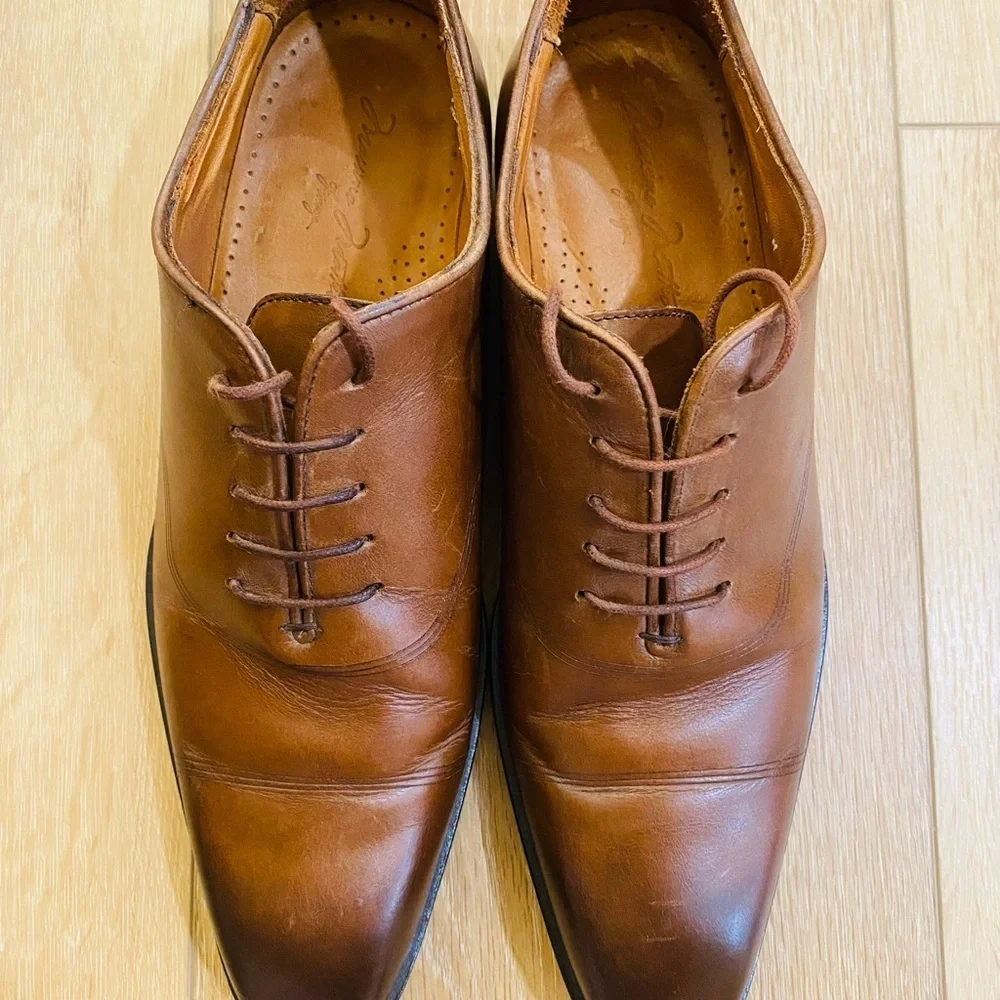 Massimo Matteo Firenze Dress Shoes Brown Leather Oxford Italy Office Work Size 9